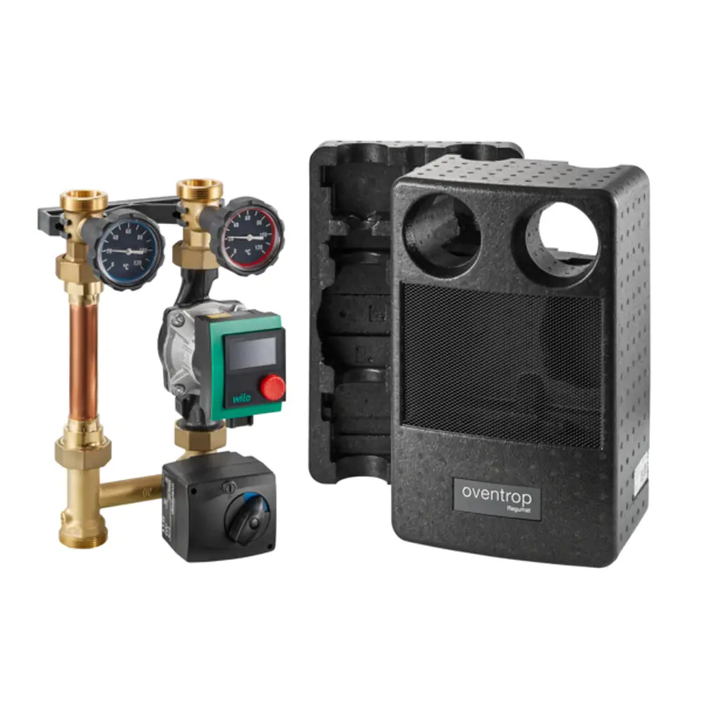 OVENTROP Gemischte Heizkreisstation Regumat M3-180 mit Wilo PARA Pumpe und kurzer Bauform.
